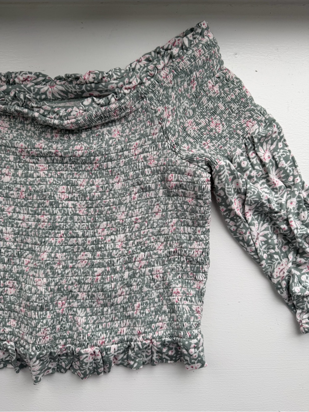 LOFT Beach Floral Smocked Crop Top